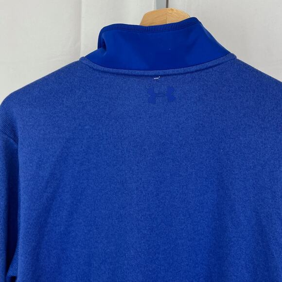 UNDER ARMOUR Mens Storm Sweater Fleece Snap Mock Pullover Golf Top Blue Size M - Picture 6 of 9